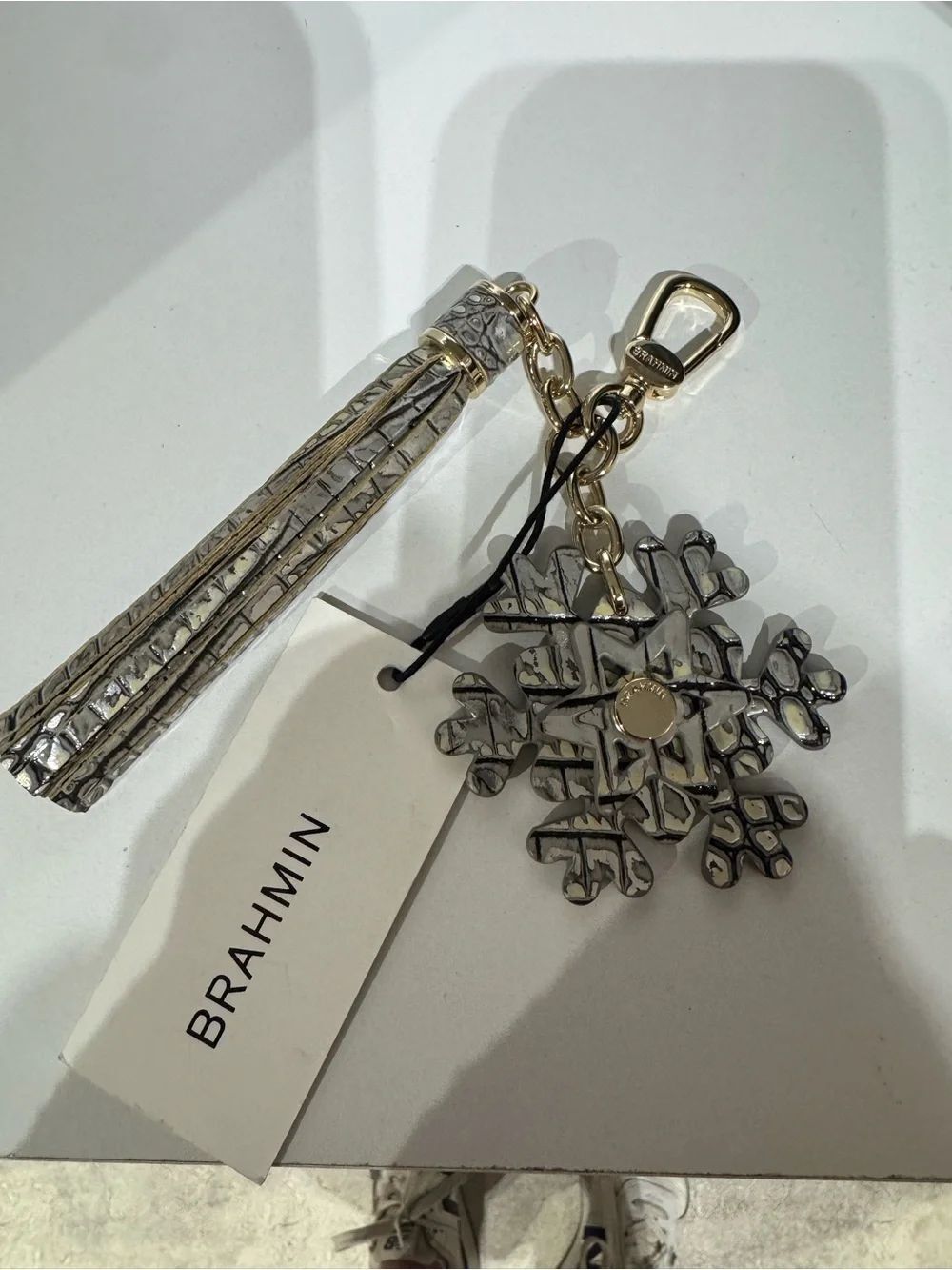 Brahmin Silver Metallic Snowflake Tassel Key Charm